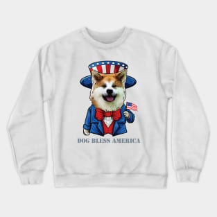 Fourth of July Pun Akita Dog Bless America Crewneck Sweatshirt